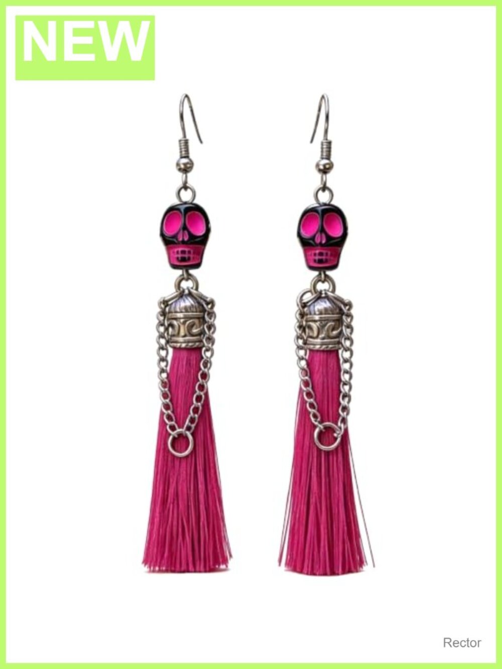 Skull Tassel Dangle Earrings Gothic Halloween Cosplay Costume Jewelry